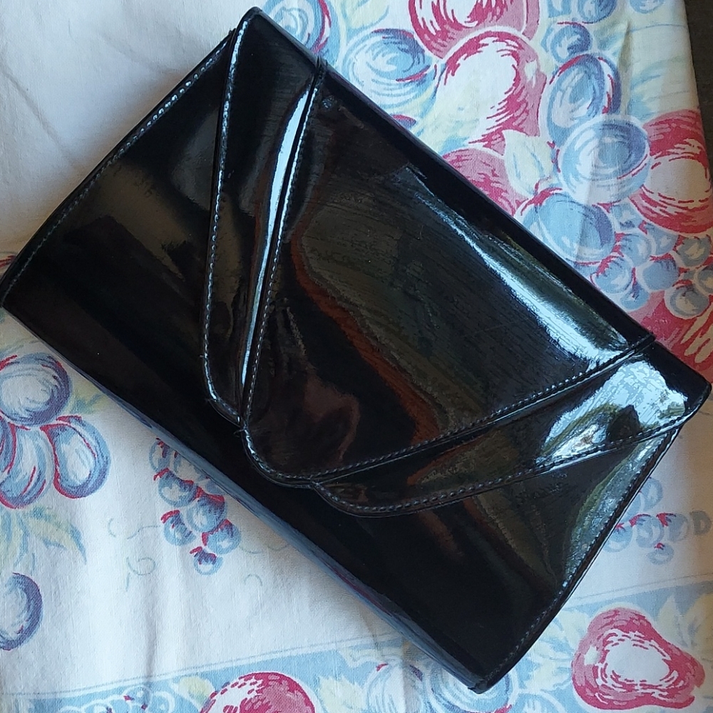 Vintage patent leather clutch